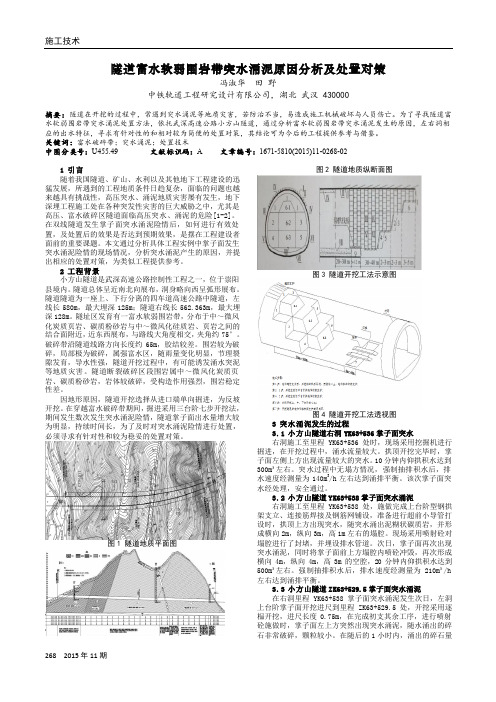 隧道富水软弱围岩带突水涌泥原因分析及处置对策