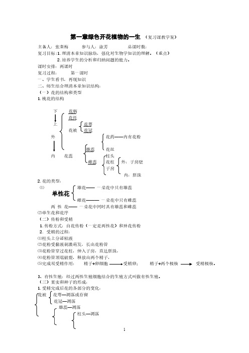 绿色开花植物的一生复习学案