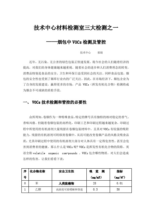 烟包中VOCs检测及管控