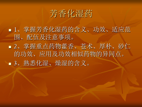 芳香化湿药