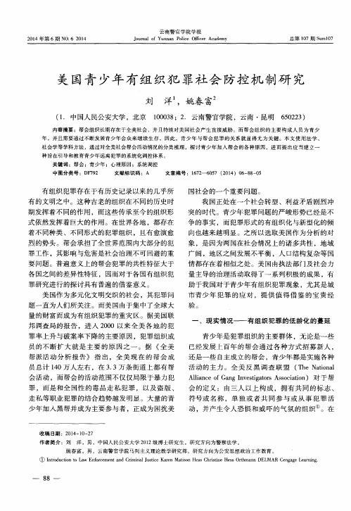 美国青少年有组织犯罪社会防控机制研究