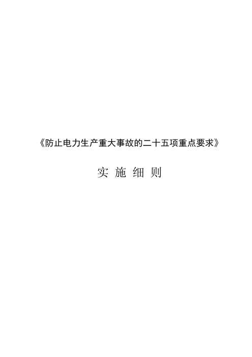 防止电力生产重大事故的二十五项重点要求