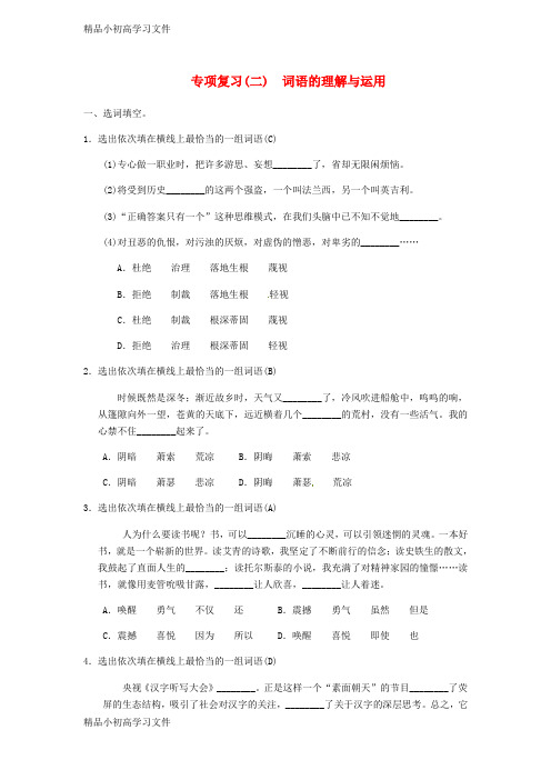 【精品】九年级语文上册期末专项复习二词语的理解与运用新人教版