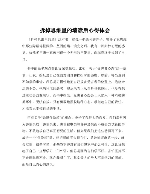 拆掉思维里的墙读后心得体会