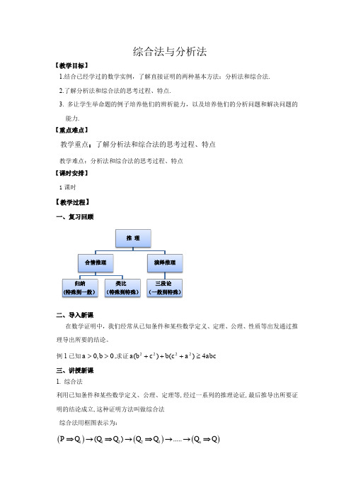 人教A版高中数学选修1-2《二章 推理与证明  2.2 直接证明与间接证明  2.2.1 综合法和分析法》优质课教案_14