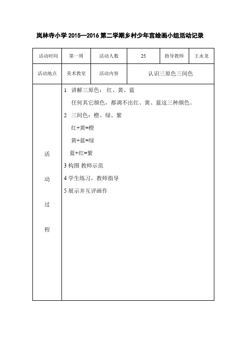 绘画组2015—2016第二学期乡村少年宫绘画小组活动记录