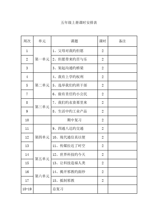 2023年未来版五年级品德与社会上册全册教案