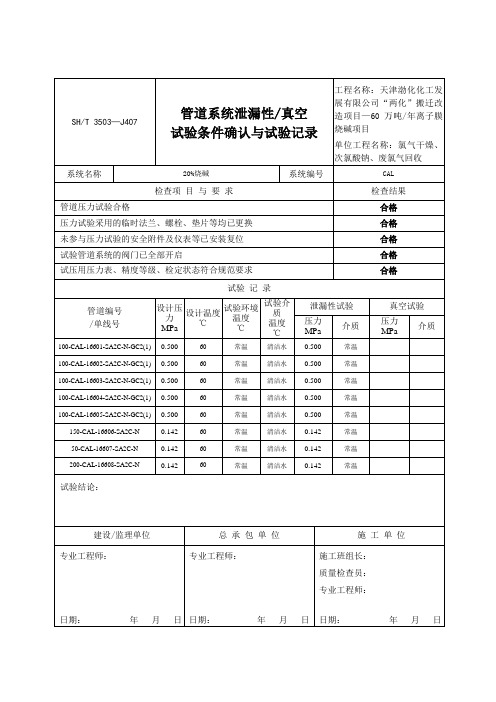 吹扫清洗记录