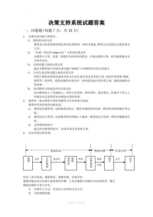 决策支持系统试题答案