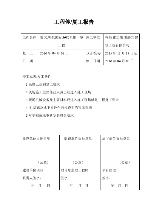 (完整版)工程停复工报告