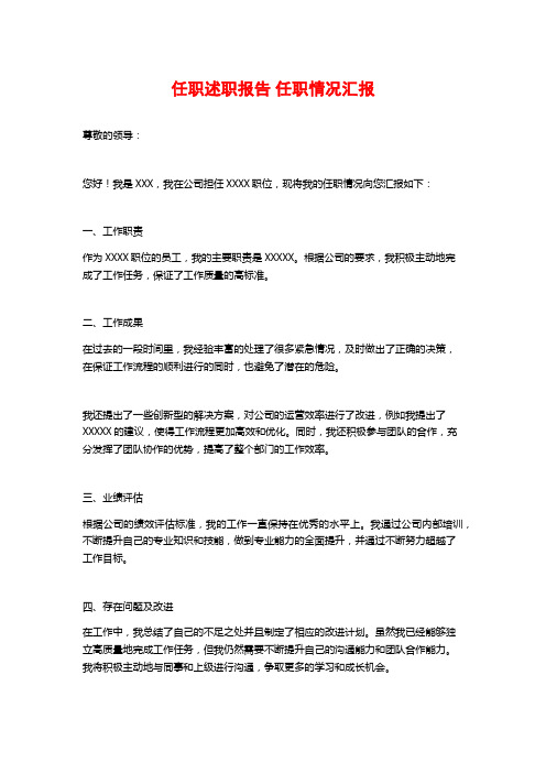 任职述职报告 任职情况汇报