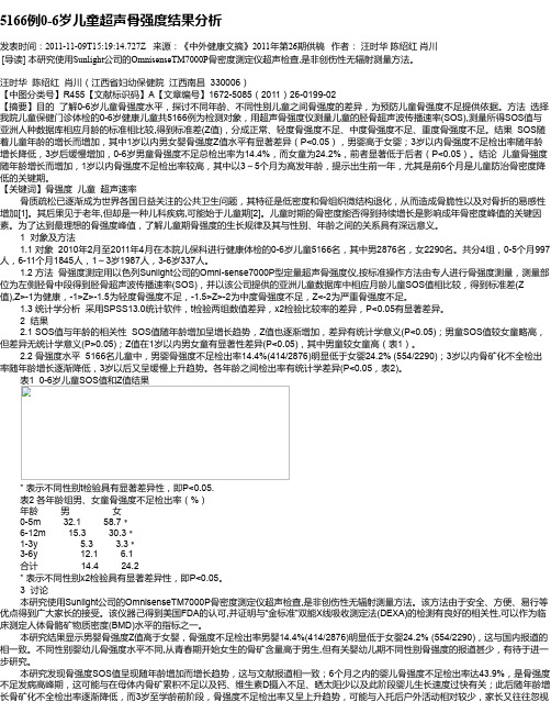 5166例0-6岁儿童超声骨强度结果分析