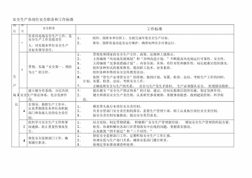 安全生产各岗位安全职责岗位及工作标准.docx