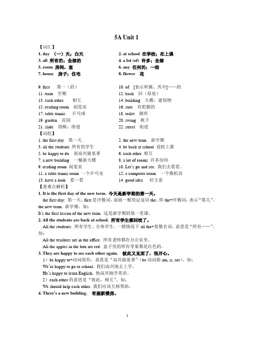 5A Unit1译林牛津版