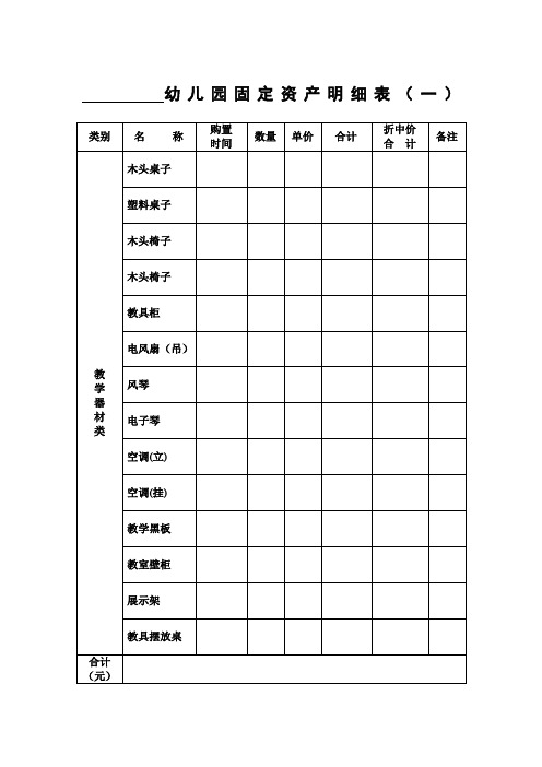 幼儿园固定资产明细表