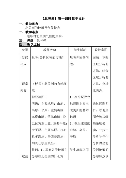 高中地理_区域地理复习——北美洲教学设计学情分析教材分析课后反思