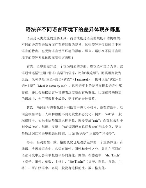 语法在不同语言环境下的差异体现在哪里