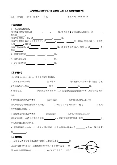 眼睛和眼镜研学案