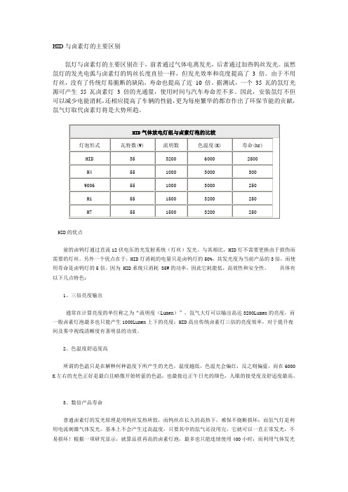 HID与卤素灯的主要区别