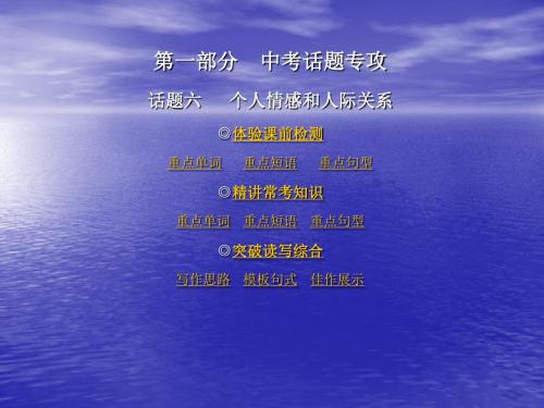 备战2016中考 广东专版 中考冲刺 精品专题复习课件 个人情感和人际关系课件