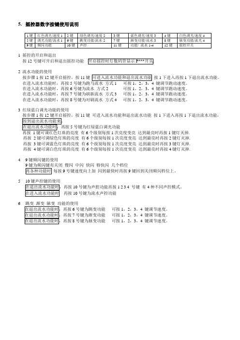 摇控器数字按键使用说明