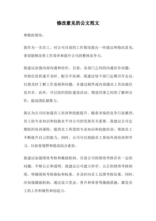 修改意见的公文范文