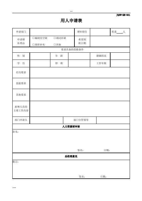 HR常用30个表格