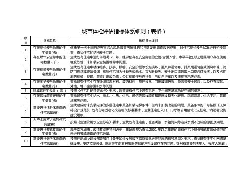 城市体检评估指标体系细则(表格)