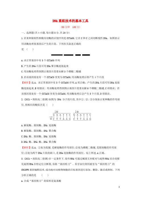 高中生物课时练习1DNA重组技术的基本工具含解析新人教版选修3