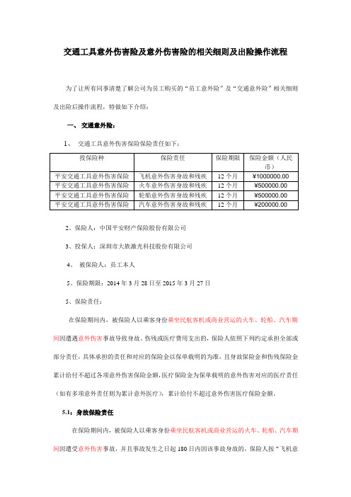 交通工具意外险及意外伤害险的相关细则及出险操作流程