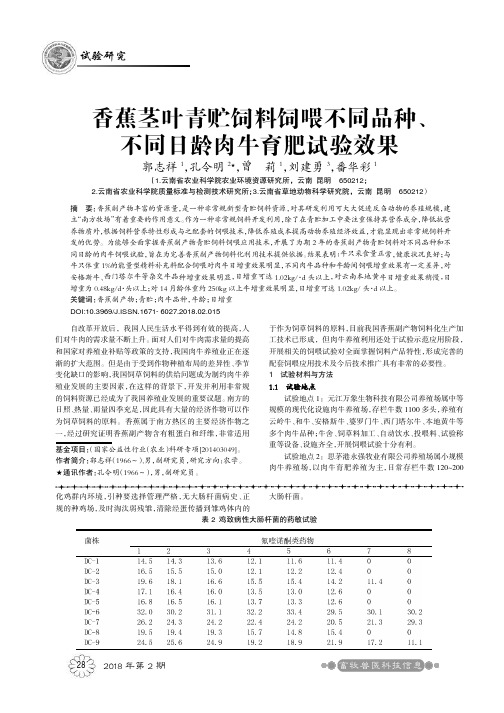 香蕉茎叶青贮饲料饲喂不同品种、不同日龄肉牛育肥试验效果