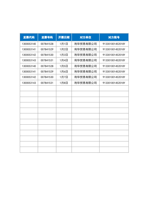 发票管理明细表(按月汇总)