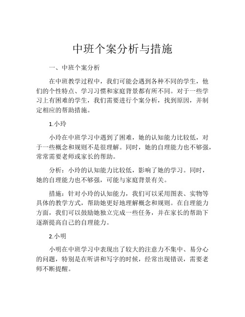 中班个案分析与措施