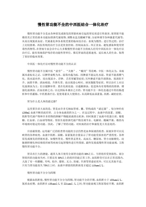 慢性肾功能不全的中西医结合一体化治疗(1)