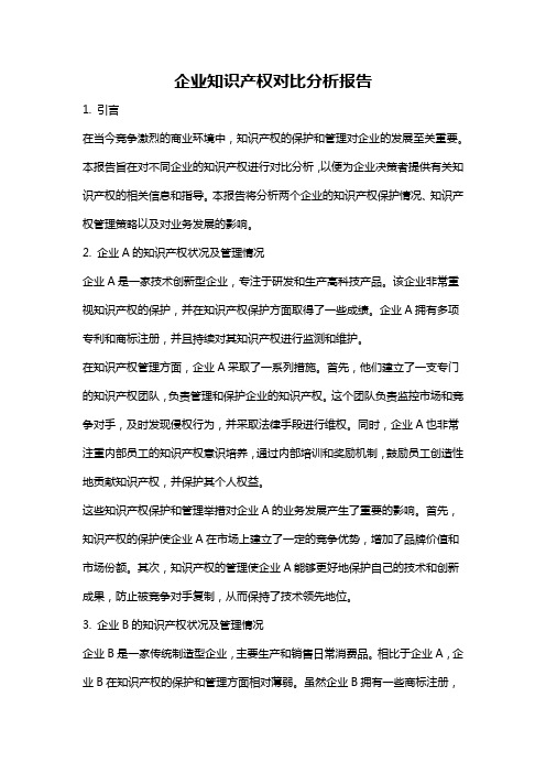 企业知识产权对比分析报告