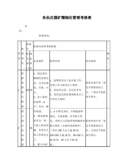 精细化管理考核标准