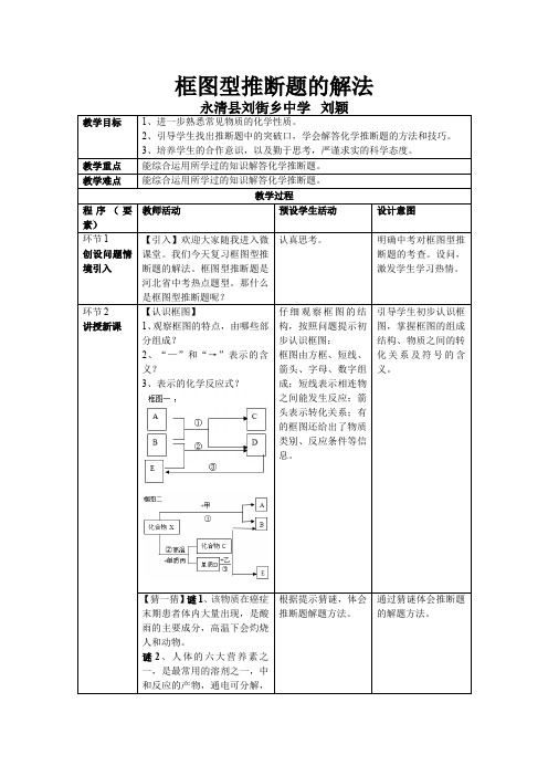 框图型推断题的解法 初中九年级化学教案教学设计课后反思 人教版