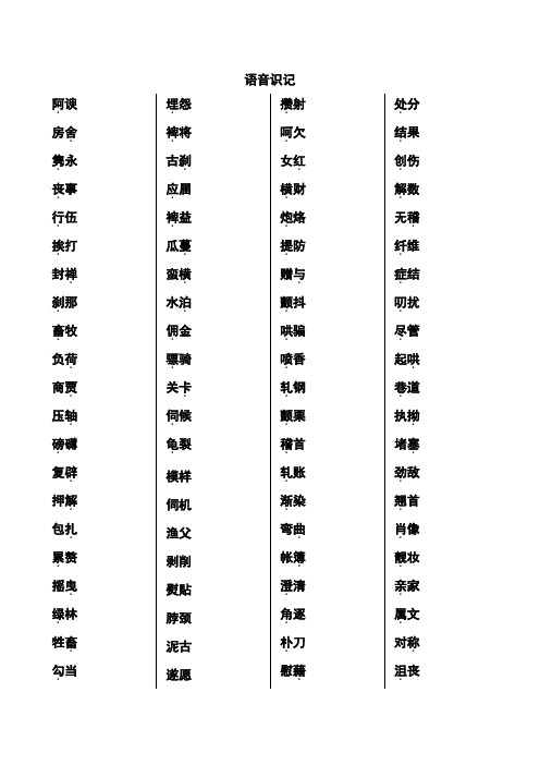 【推荐】【精品】中考语文500个易读错字训练(含答案)