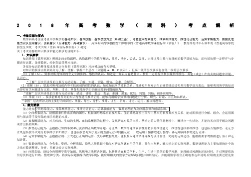 高考数学理科考点解析及考点分布表