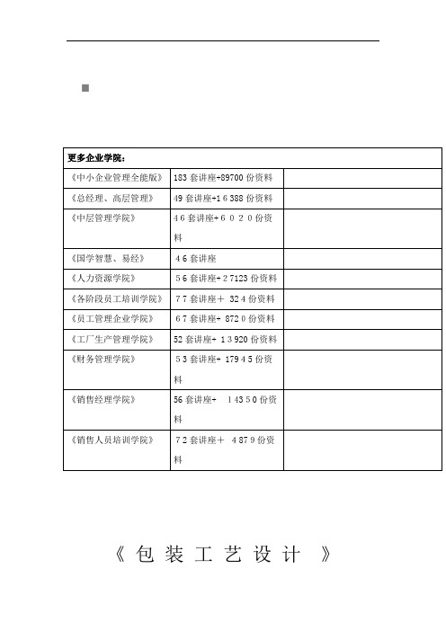 包装印刷包装工艺设计培训课程