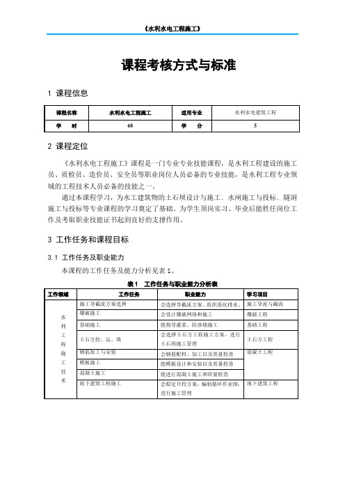 《水利水电工程施工》考核方式