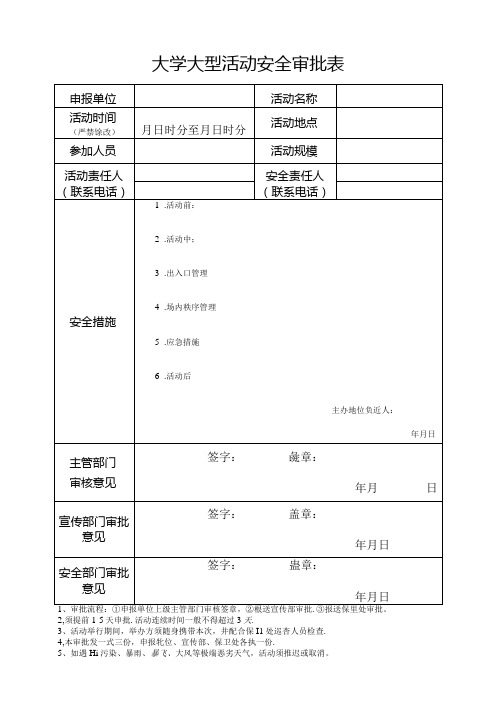 大学大型活动安全审批表