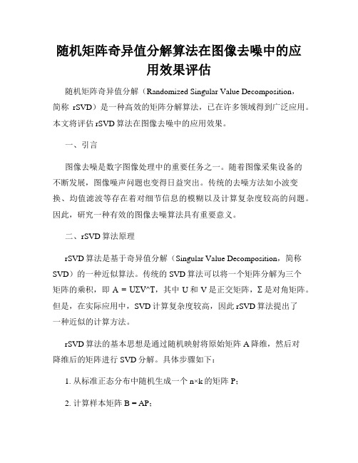 随机矩阵奇异值分解算法在图像去噪中的应用效果评估