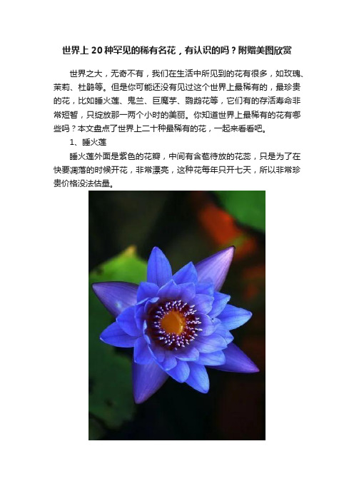 世界上20种罕见的稀有名花，有认识的吗？附赠美图欣赏