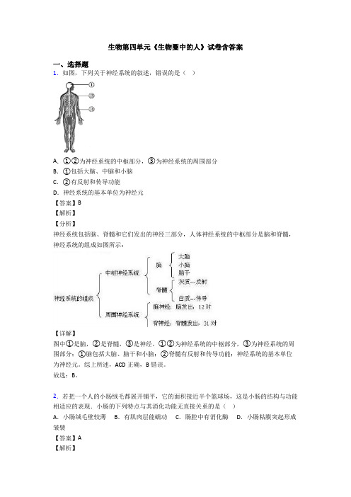 生物第四单元《生物圈中的人》试卷含答案