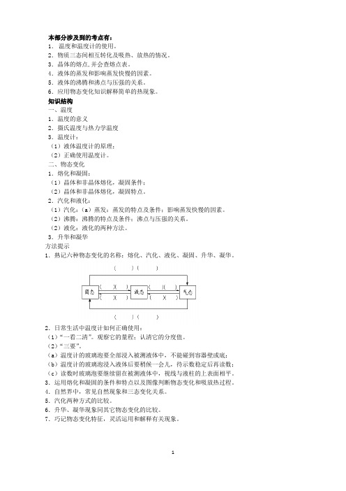 初中物理中考:物态变化专题复习
