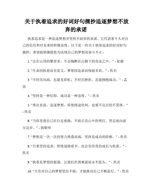  关于执着追求的好词好句摘抄追逐梦想不放弃的承诺