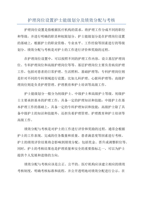 护理岗位设置护士能级划分及绩效分配与考核