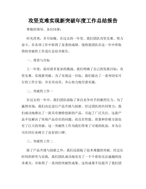 攻坚克难实现新突破年度工作总结报告