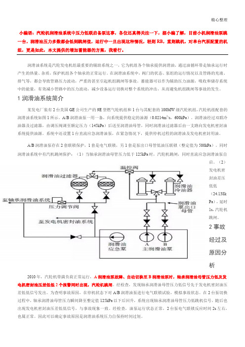 气囊式蓄能器在汽轮机润滑油系统中的应用